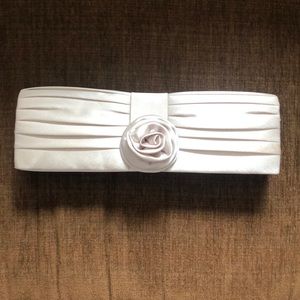 Creme dressy clutch bag